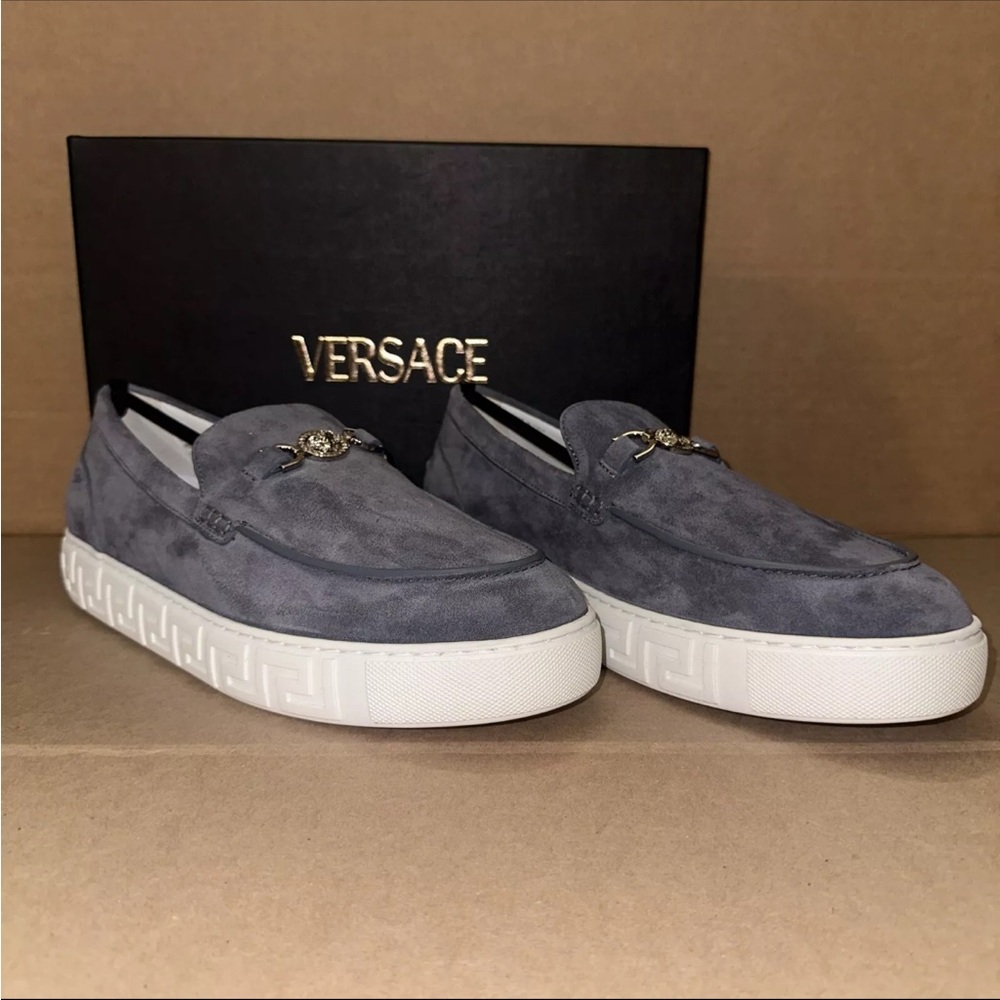 Versace Medusa MEDUSA '95 SUEDE GRECA LOAFERS Gray - Picture 2 of 8